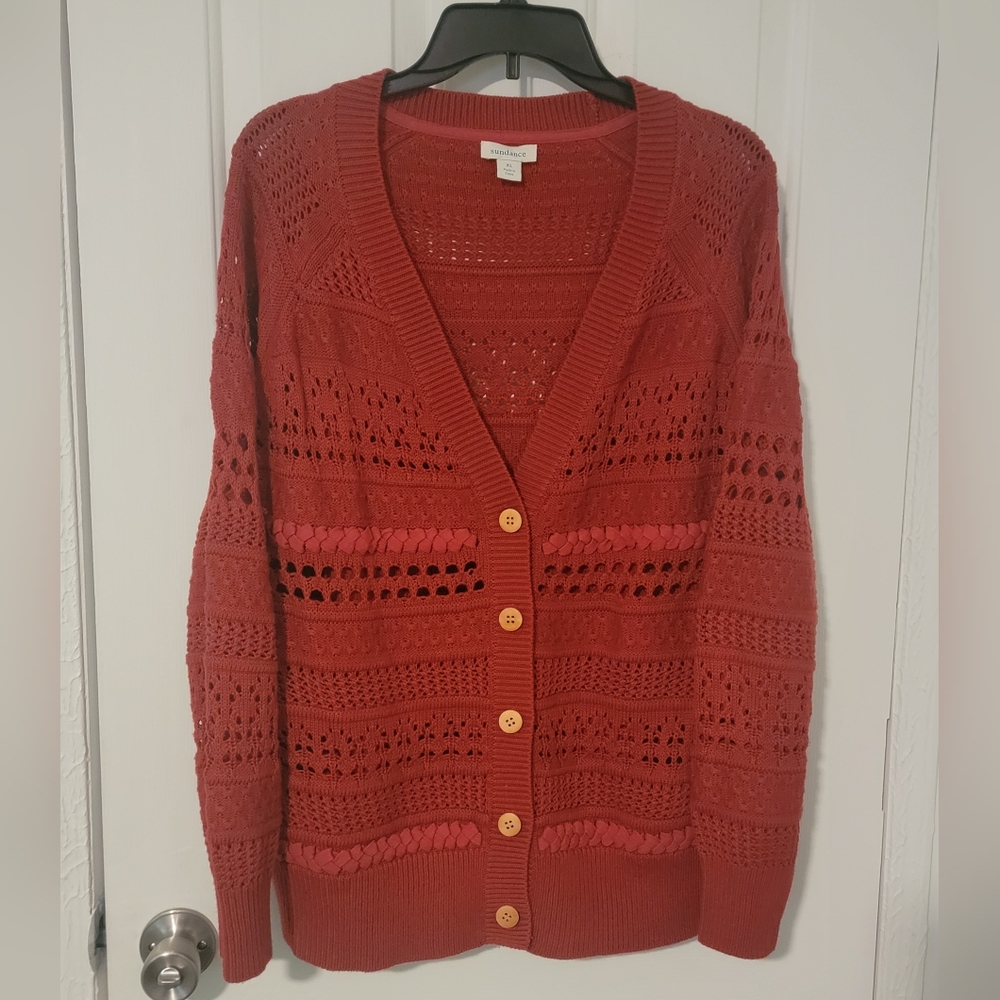 Sundance, Rust Red Colorway “Travelers Cardigan” Size XL,EUC